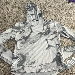 Adidas Womens Marble Print Hooded Long Sleeve Shirt